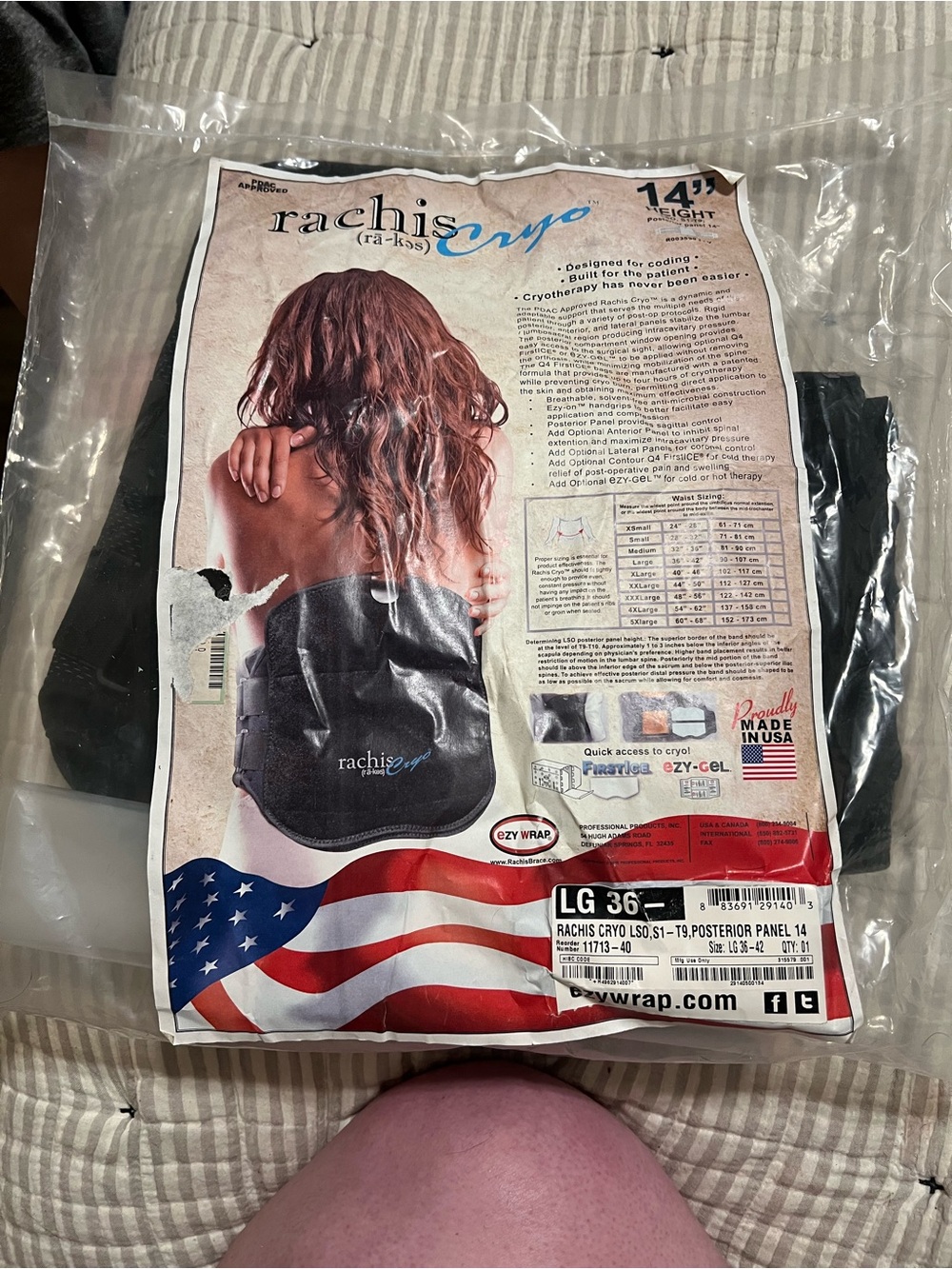 Rachis Cryo Lumbar Wrap - Black 36-42